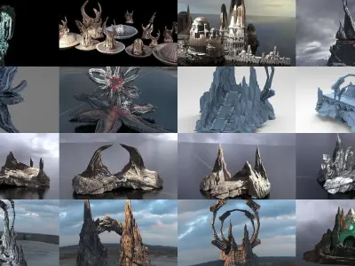 Cosmic Horror Mountain collection 3D Model Pack
