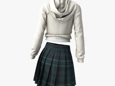 School Girl Uniform Hoodie Skirt 3D model