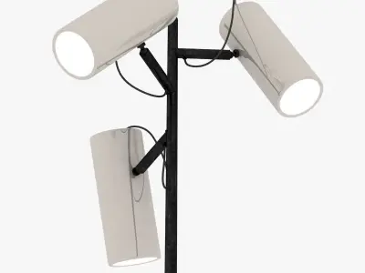 Floor Lamp with Three White Cylindrical Shades 3D model