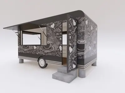 Truck Shaped Booth Food Stall 3D model