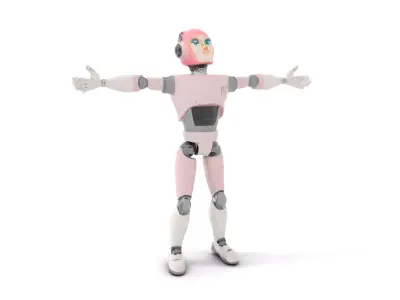 Pink Humanoid Robot model pack Low-poly 3D model