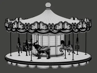 carousel - fun fair 3D model