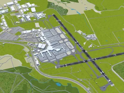 Melbourne Airport 15km Low-poly 3D model
