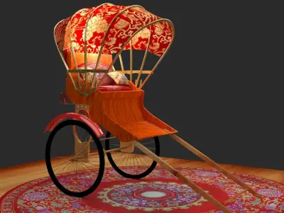 Chinese Hong Kong Rickshaw 3D model