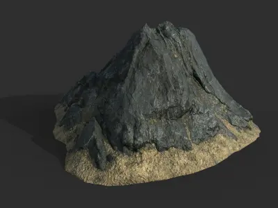 Low poly Black Beach Rock Collection 1 210210 Low-poly 3D model