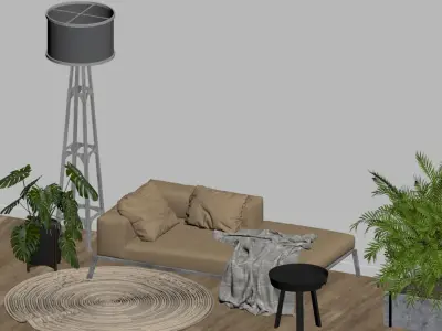 Interior Living room - cozy and warm 3D model