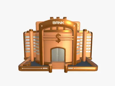 SciFi Bank A04 Orange - Sci Fi Exterior Design Low-poly 3D model