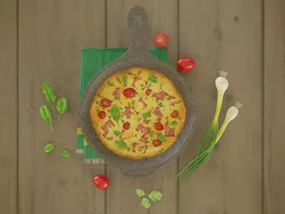 Omlette cartoon food-omlette only 3D model