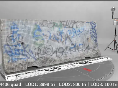 Jersey Barrier Low-poly 3D model get