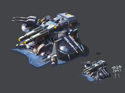Spaceship - guardian turret 03 3D model