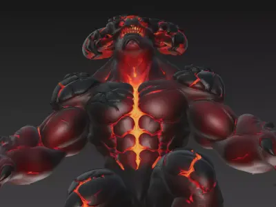 Lava Horned Monster 3D Model Variant 3D model