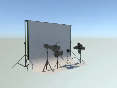 Studio Backdrop And Lights Kit Collection  3D model