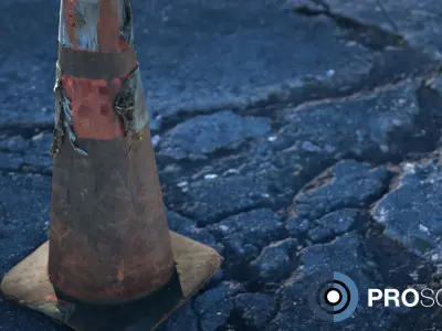 Burned Traffic Cone  Low-poly 3D model