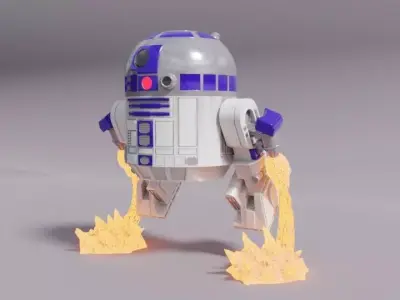 R2D2 Chibi Flying Fan Art Super Deform Star Wars 3D print model