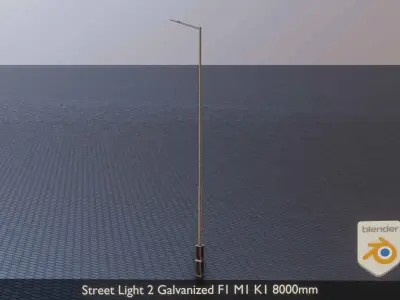 Street Light 2 Galvanized F1 M1 K1 8000mm Low-poly 3D model