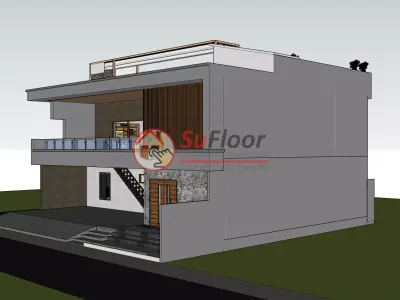 House 20x20m code 585 - Sketchup 3D model 3D model 3D model