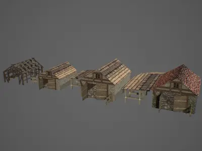 Barn 1 farmhouse Low-poly 3D model
