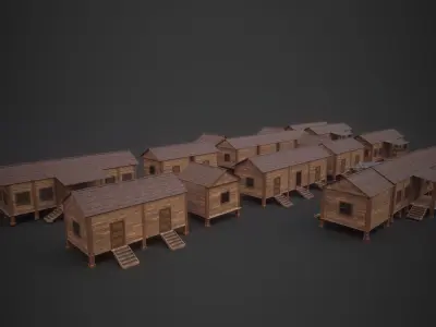 Village Modular Wood House 3D model