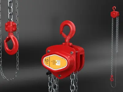  Heavy-Duty Chain Block Hoist Red 