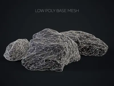 3 STONES SET three Low-poly 3D model