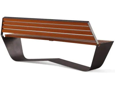 Park benches KARMA with litter bin by Concept urbain 3D model