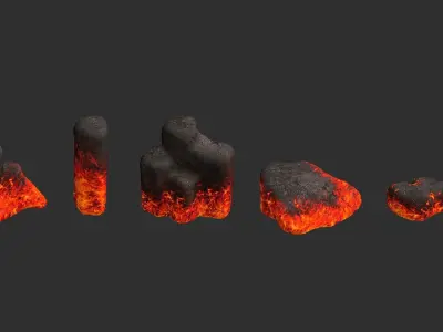 Rock Set 01 - Lava Low-poly 3D model