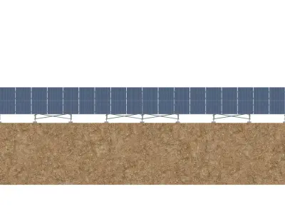 Lowpoly Ground Mounted Solar Panels-24 Rows of PV Modules Low-poly 3D model