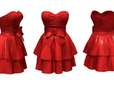 Strapless Barbie Doll Dress Low-poly 3D model