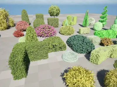 Shaped Bushes 3D Pack 01 3D model