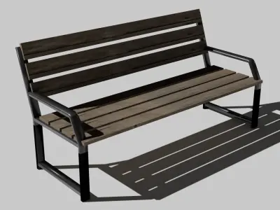Bench Low-poly 3D model 7
