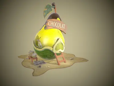 3D Pear house  Low-poly 3D model