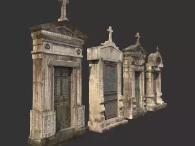 Mausoleum Entrances Lined Side By Side  3D model