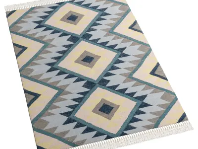 Hand Woven Kilim Zalan Blue By Benuta 3D model