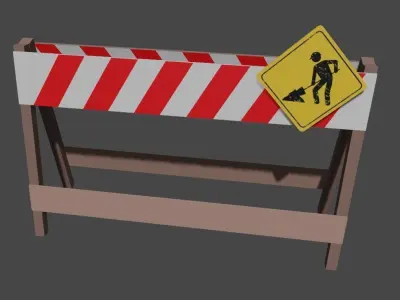 building site sign Low-poly 3D model