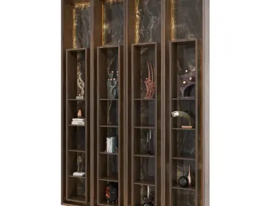 Shelf 3d Model bookcase with glass doors and shelves 3D model