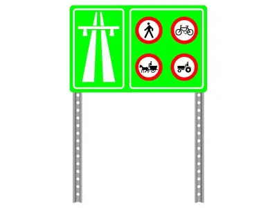 highway road sign with bicycles 3D model