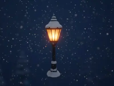 Antique Victorian Snowy Street Lamp  Winter Outdoor Lantern PBR 3D model