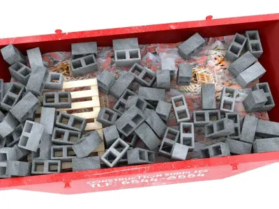 Industrial Container with concrete blocks VOL 2 3D model