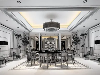 Business Restaurant - Coffee - Banquet  155 3D model