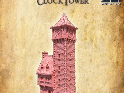 Medieval ClockTower Tabletop terrain 28 MM 3D print model