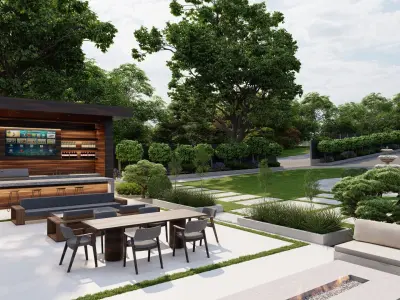 Garden Landscape 3D Model - SketchUp and Lumion Scene 3D model 3D model
