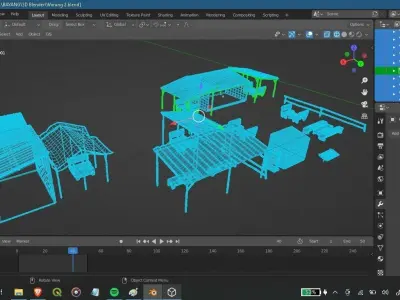 Warung Tepi Danau Lakeside Stall Low-poly 3D model
