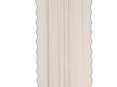 Marbella Curtain Scalloped Linen With Coloured Trim 3D model