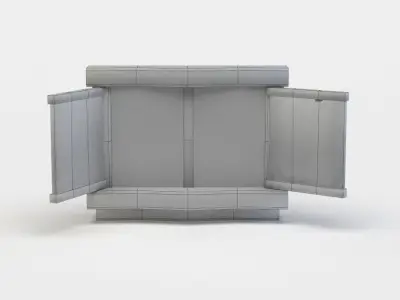 Window wooden box Low-poly 3D model