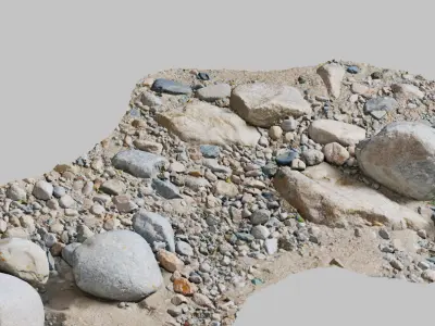 River Stone Pebbles Sand Rocks Scan PBR Low-poly 3D model