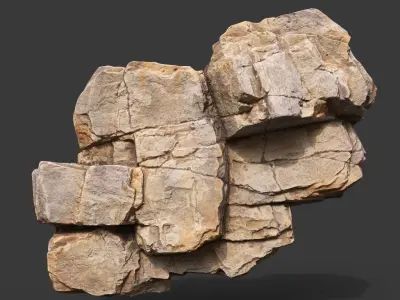 High Poly Yellow Cliff Face 221208 - Ultra HD 16K Texture 3D model