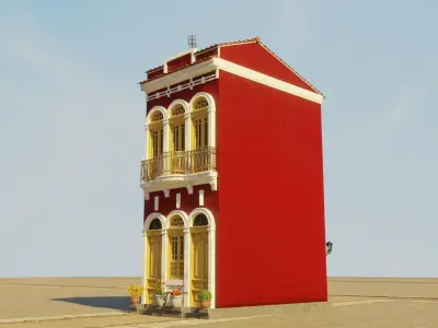 SOUTH AMERICAN BUILDING 009 Low-poly 3D model