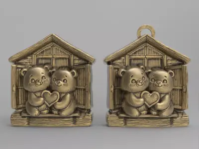 valentines teddy bear window decor  3D print model