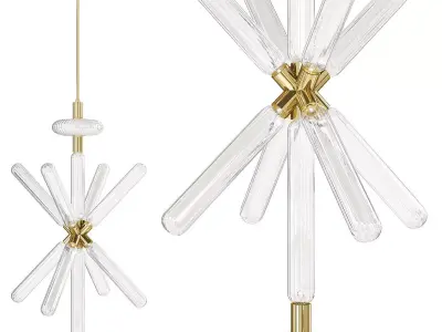 VUOKSA glass and brass starburst chandelier Low-poly 3D model