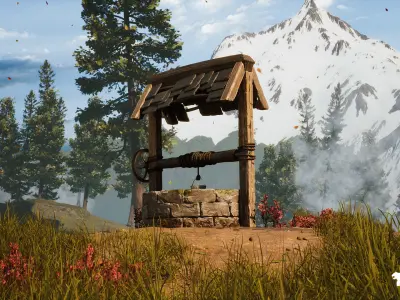 Crystal and Crafting Environment Low-poly 3D model